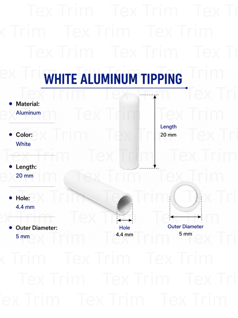 White Alumium Tipping 20x5mm